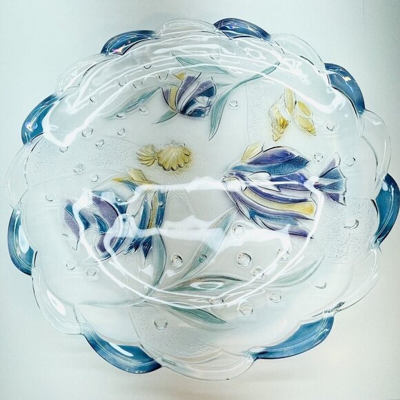 XL 15" Mikasa Glass Serving Platter Round "Savoir Vivre Key Largo" Pattern Japan - Picture 15 of 15